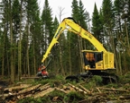 Komatsu Tracked Harvester working in forest